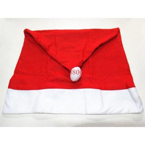 200pcs/lot FreeShipping 2015 Red Santa Clause Hat Chair Back Cover 50CMx60CM Christmas Dinner Decoration Party Supply Favor