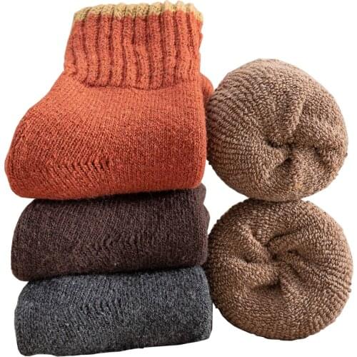 5 Pairs Winter Socks Warm Women Super Thick Thermal Wool Cashmere Snow Socks Seamless Terry Boots Floor Sleeping Socks Eu 34-39