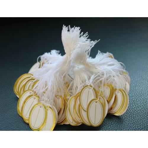 500pcs Small Merchandise Price Tags White Blank with Strings Strung 26x19mm
