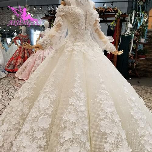 AIJINGYU Vegas Weddings Gray Gowns Muslim 2 In 1 White Informal Arabic Dreess Vintage Lace