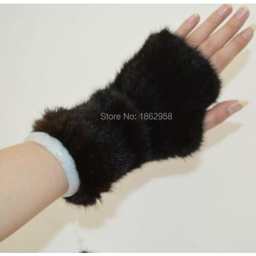 Free Shipping China SJ931 Factory Wholesale Fashion Hand Knit Mink Fur Gloves Fingerless