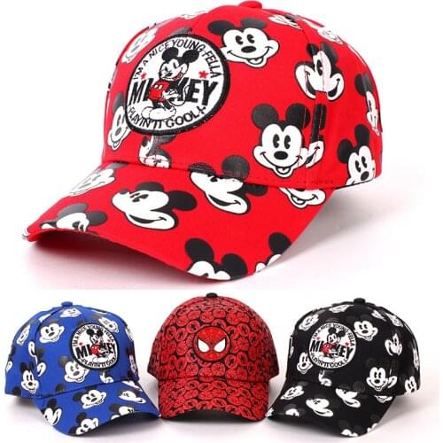 Disney Mickey Mous Spiderman Kids Baseball Cap Spiderman Frozen 2021 Summer Hip Pop Hat Boy Girls Baby Children Caps Adjustable