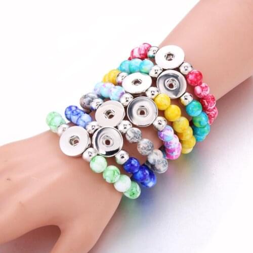 New Snap Button Jewelry Bracelet Handmade Beaded Snap Bracelets Fit 18mm Snap Buttons Jewelry Imitation Pearls Beads Bracelet
