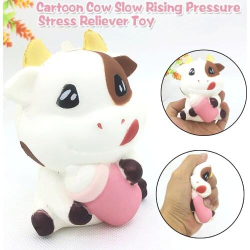 Decompression Toy Adorable Cartoon Cow Charm Slow Rising Pressure Stress Reliever Hobbies Toys For Kids Friends Gifts Antistress