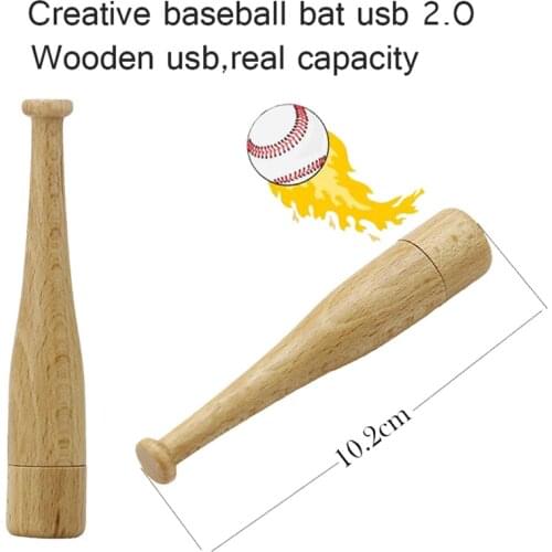 Wooden Usb Flash Pen Drive 4GB 8GB 16GB Customize Baseball Bat Model Usb Flash Drive Pendrive Memory Stick Storage Flash Card