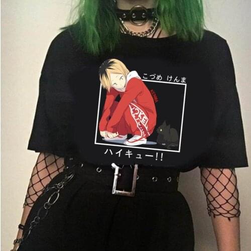 Harajuku Anime Haikyuu Tshirt Short Sleeve Casual Unisex Streetwear Tops