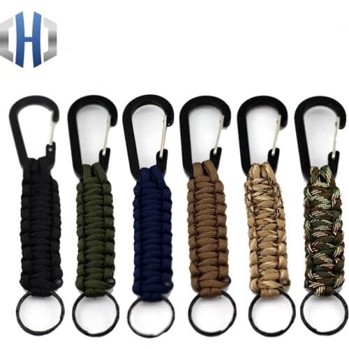 EDC 1PC Outdoor Survival Kit Parachute Cord Keychain Military Emergency Paracord Rope Carabiner For Keys 140kg Tensile Strength