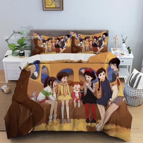 Cartoon My Neighbour Bedding Set Anime Totoro Duvet Cover Single Queen King Bed Cover Set For Bedroom Home Textile 2/3 Pieces