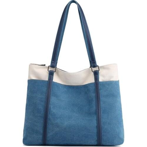 Kvky 2021spring Fashion Women Handbags High Quality Canvas Shoulder Bags Solid Large Capacity Casual Totes Ladies Beach bag