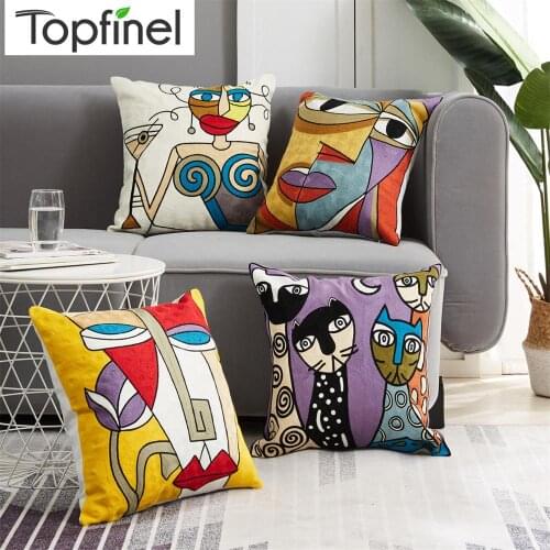 Topfinel Embroidery Pillowcase Cushions Covers Decorative Throw abstract Pillows Covers for Sofa Car Pillowcase 45x45cm
