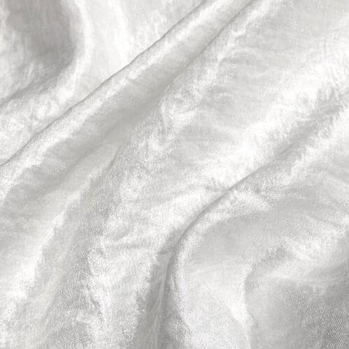 NEW129 Autumn/Spring/Summer Pearl White Coloured Glaze Gloss Luxury Micro-pleated Silk Sateen Flax Fashion Cotton Linen Fabric