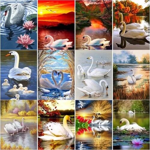 New 5D DIY Diamond Painting Swan Diamond Embroidery Animal Cross Stitch Scenery Full Square Round Drill Crafts Home Decor Gift