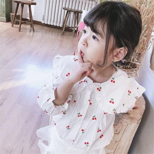 1-7T Cute Shirt For Girls Toddler Kid Baby Clothes Long Sleeve Ruffles Sweet Blouses Elegant Lovely Spring Print Top Outfit