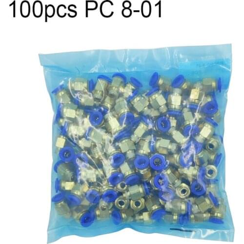 100PCS PC8-01 8MM Hose Tube 9.7mm Pneumatic Fitting Air Connector Straight Through Quick Connecors Fitttings male thread