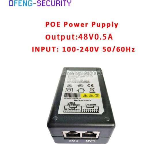 Durable and high-quality POE power 48V0.5A Input 100-240V 50/60Hz POE pin4/5(+),7/8(-) For CCTV IPC