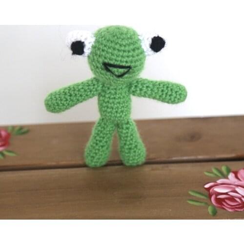 Baby Frog Props Hand Knitted Mini Prince Frog Knitted Toy Stuffed Animal Newborn Photo Toy Christmas Gift