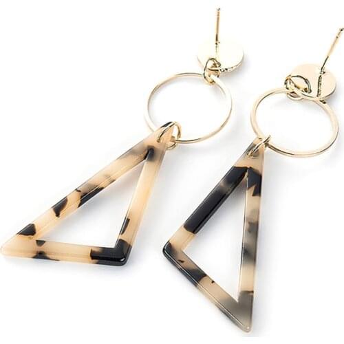 2019 Korea Fashionable Acetate Version Geometric Earrings Temperament Tortoiseshell Triangle Square Personality Earrings Jewelry
