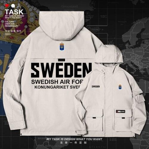 Sweden Sverige Swedish Swede SE SWE men jacket hooded air force logo army fan streetwear nation windbreaker top autumn clothes
