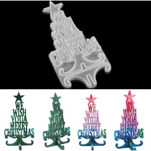 Christmas Tree Silicone Mould Wishes Letter Epoxy Resin Casting Molds For DIY Home Handmade Holiday Decorative Craft Accessories