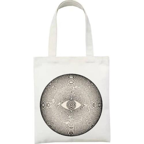 Print Pattern Strange Picture Sun Harajuku Ins Style Handbags Foldable Fashion Female Shoulder Bag Friendly Shopping Grocery Bag