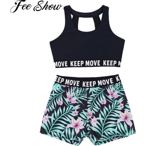 Kids Summer Sport Suit Yoga sets Breathable Girls Sportswear Hollow Out Sport Bras Tops Running Gym Shorts Set Workout Clothes