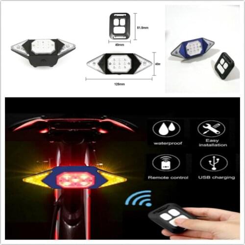 LED Bike Rear Tail Light Laser Turn Signal Lights Waterproof Bicycle USB Indicator Cycle Wireless Remote Lamp Bike Accessories