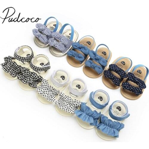 Summer Baby Clothing Kids Infant Baby Girl Shoes Bowknot Plaid Striped Floral Party Princess Beach Shoes Leisure Toddler Shoes
