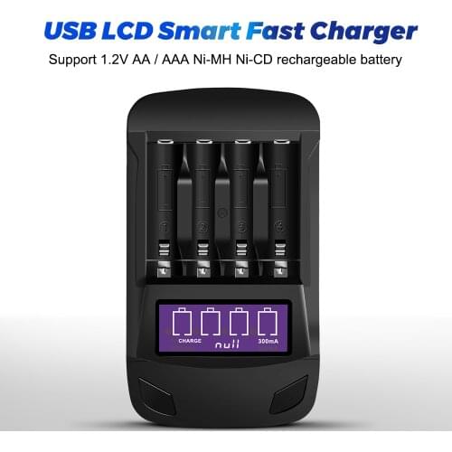 Usb smart aa aaa battery charger for 1.2v ni-mh ni-cd aa aaa batteries LCD display