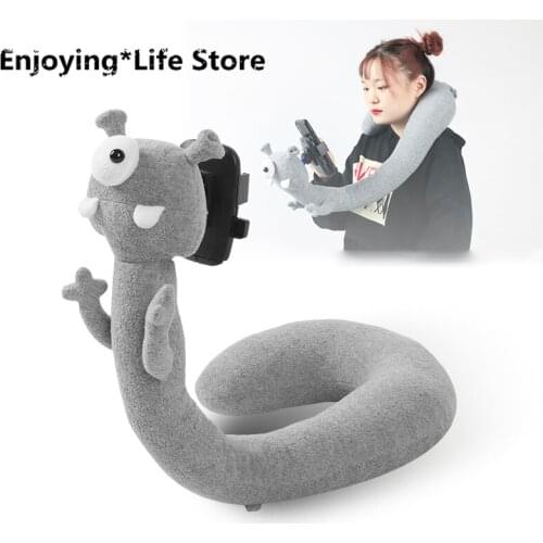 U-shaped Pillow Phone Rack Cartoon Neck Pillow Travel Car Head Watch TV Universal Hanging Neck Lazy Stand Chair Cushion