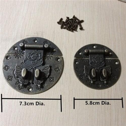 Vintage Alloy Butterfly Clasp Buckles Wooden Jewelry Wine Box Buckles Decor Chinese Furniture Hardware,Bronze Tone,8Sets