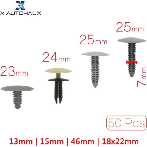 X AUTOHAUX 50Pcs Fit Hole 7Mm | 6Mm Car Plastic Trim Door Panel Retainer Clips Rivet Gray Head 13mm | 15mm | 23mm | 24.5mm