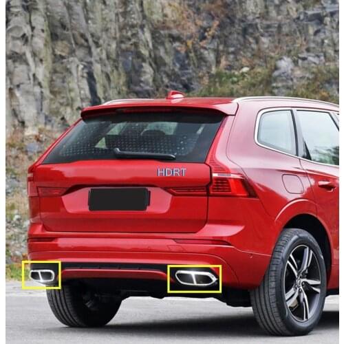 For Volvo XC60 2018 2019 2020 2PCS Stainless Steel Rear Exhaust Muffler Tail End Pipe Frame Cover Trims Exterior Accessories