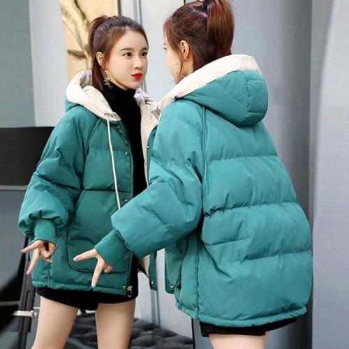 2021 Winter Jacket women Short Womens Parkas Thicken Outerwear Solid color Hooded Coats Zipper Female Cotton Coats tops