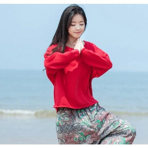 Spring Autumn Blusas 2020 Women Long Sleeve Cotton linen shirt Ladies Tops Femininas,plus size M - 6XL loose casual red shirts
