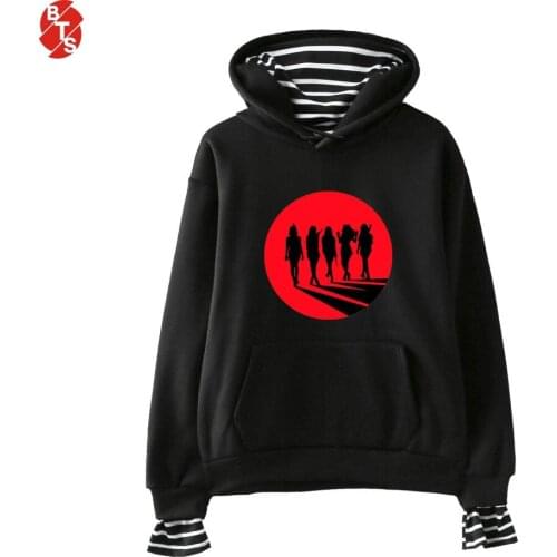 Red Velvet Kpop Fashion Printed Fake Two Piece Hoodies Women Long Sleeve New Trendy Hooded Sweatshirts 2018 Fans Hooded Wear