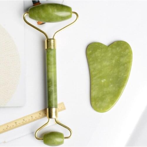 2pcs Massager Guasha Facial Jade Roller Face Lift Body GuaSha Board Tool Set M2
