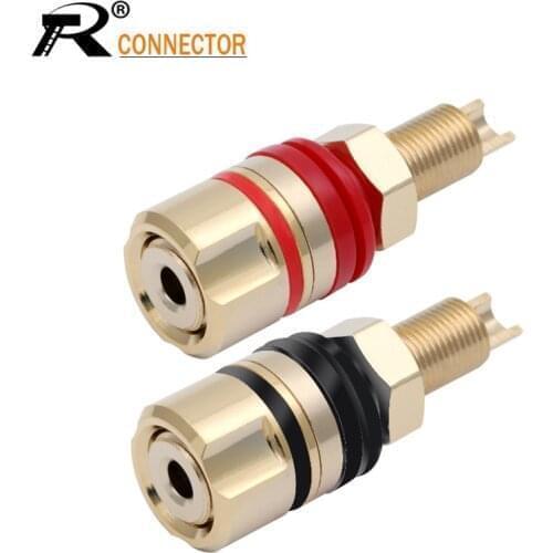 2PCS gold-plated binding post banana socket connector 4mm banana plug amplifier speaker terminals Non-magnetic banana connector