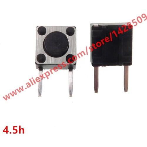 200PCS/LOT 6X6mm (Side Two Pin DIP) 4.5mm Black Mini Push Button Momentary Tact Button Switch Copper