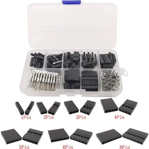310Pcs/set 1P/2/3/4/5/6/8 Pin 2.54mm Pitch Male Female Crimp Terminal Pin Header Housing Socket Connector Kit With Plastic Case