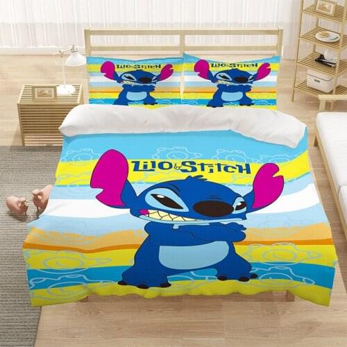 3D Disney Home Lilo and Stitch Bedding Set Quilt Cover Twin Bedroom Decor for Children Kids Boy Girl Queen King Size Bedding Set