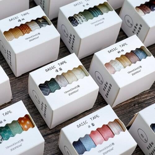 5Pcs/Set Stepping Into The Wilderness Series Decoration Washi Masking Tape Creative Scrapbooking Stationary School Supplies