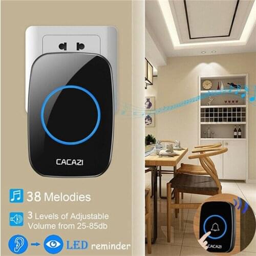 Wireless Door Bell Waterproof Home Wireless Doorbell Smart LED Light Calling Bell 2 Receiver and 1 Transmitter Ringtones 38 pcs