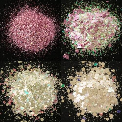 50g/bag Irregular Shell Paper Sequins DIY Nail Flakies Colorful Paillette Glitter Nail Art Sequins for 3D Nail Art Decoration