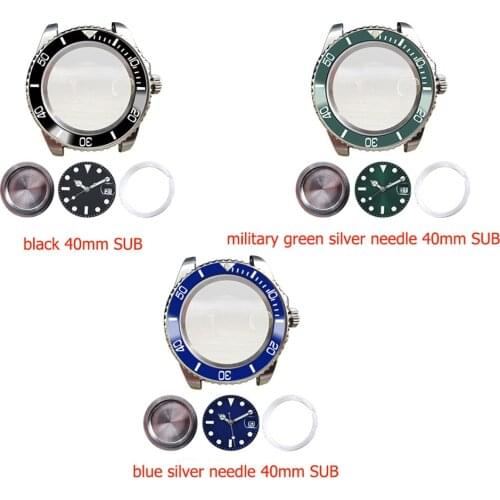 40mm Stainless Steel Watch Case With Sapphire Glass for Miyota 8215 821A for Mingzhu 2813/3804 Watch Movement Repair Parts