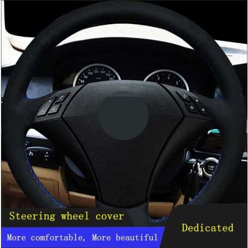 Car Steering Wheel Covers Black Hand-stitched Soft Suede Leather For BMW E60 E61 520i 520li 523 523li 525 525i 530 530i 535 545i