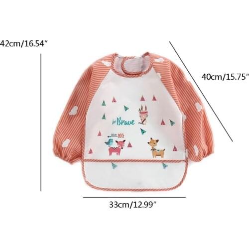 Baby Kids Toddler Long Sleeve Waterproof Art Smock Feeding Bib Apron Pocket hot