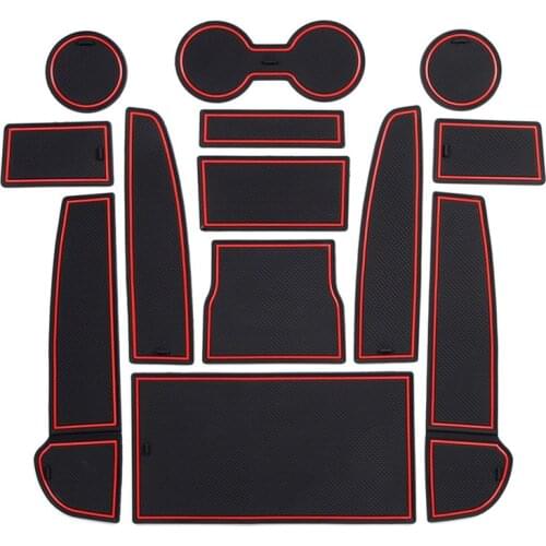 For Tesla MODEL 3 2017 2018 2019 MODEL3 Anti-Slip Gate Slot Pad Interior Non-slip Car Cup Holders Mats Red 13pcs