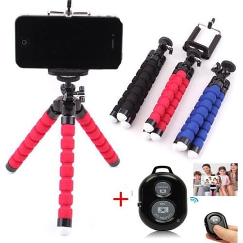 Flexible Sponge Octopus Mini Tripod With Wireless Remote Shutter For iPhone 11 Xiaomi mini Camera Tripod Phone Holder clip stand