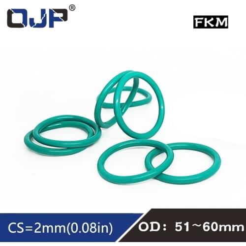 1PC Fluorine rubber Ring Green FKM Oring Seal OD51/52/53/54/55/56/57/58/59/60*2mm Rubber O-Ring Seal Oil Fuel fkm Gaskets Washer