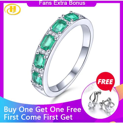 Natural Precious Emerald Sterling Silver Ring 1 Carats Genuine Emerald Octagon Cut Classic Style Anniversary Engagement Gifts